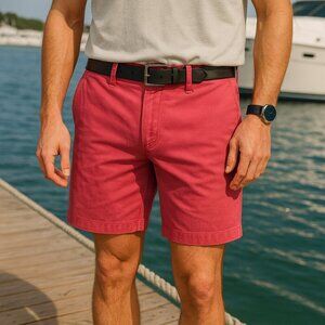 J.Crew Mercantile Mens 34 Red Flex Cotton Shorts 7” Inseam Preppy Casual Resort